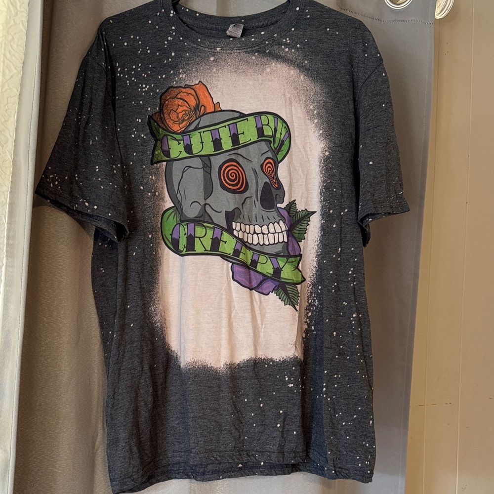 Graphic Skull T-Shirt with Roses